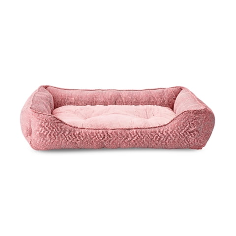 Vibrant Life Large Flannel Waffle Texture Bolster Cat or Dog Bed, Pink, 27" x 36"
