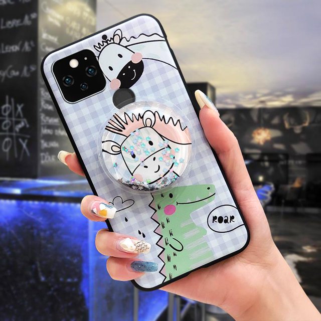 LECPhone Case For Google Pixel 5A, cute TPU phone lens protection