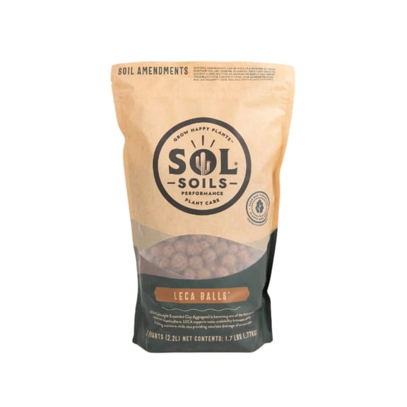 Sol Soils LECA Balls - Lightweight & 100% Natural Hydroponic Clay Pebbles for Plants - Soil Amendments to Improve Drainage, Aeration, and Support Healthy Root Growth - 1 Quart