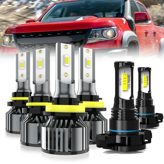 LECCIBUB LED Headlight Bulbs Compatible With Chevrolet Colorado 2015-2022,9005 + H11 High Low Beam + H16 LED Fog Light Bulb,6500K White,Plug and Play,Pack of 6