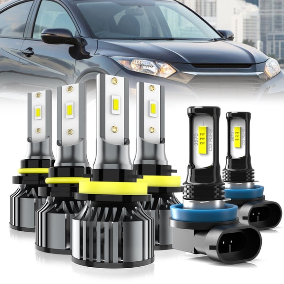 LECCIBUB LED Headlight Bulbs Compatible With Honda CR-V 2015-2019,9005 High Beam + H11 Low Beam + H11 LED Fog Lights,6500K White,Plug and Play,Pack of 6