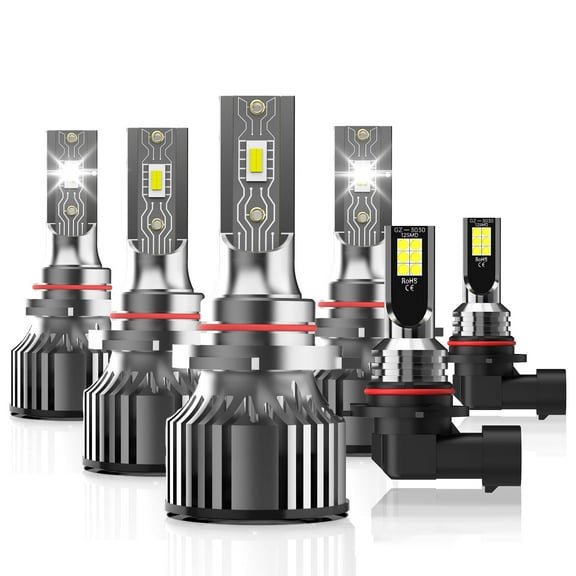 LECCIBUB LED Headlight Bulbs Compatible With Toyota Camry 2000-2006, 9005/H10/HB3 High Beam + 9006/HB4 Low Beam led headlight bulbs + 9006/HB4 LED Fog Light Bulb,6500K White,Pack of 6