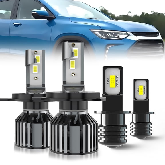LECCIBUB LED Headlight Bulbs Compatible With Chevy Tracker 2006-2009,9003 High Low Beam + H3 LED Fog Light Bulb,6500K White,Plug and Play,Pack of 4