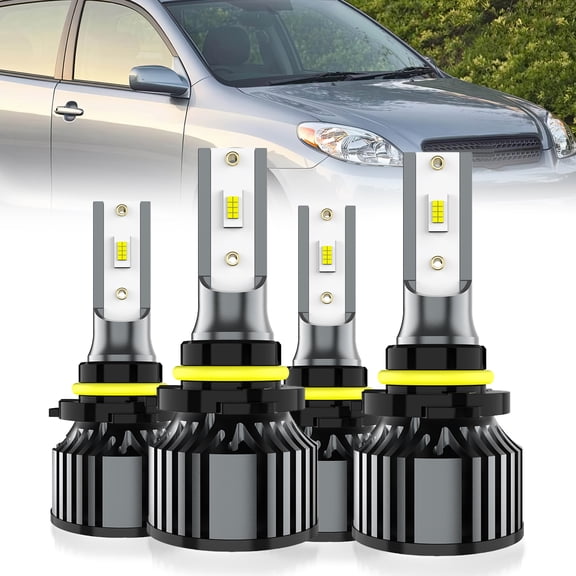 LECCIBUB LED Headlight Bulbs Compatible With Toyota Matrix 2003-2014,9005 High Beam + 9006 Low Beam Light Bulb,6500K White,Plug and Play,Pack of 4