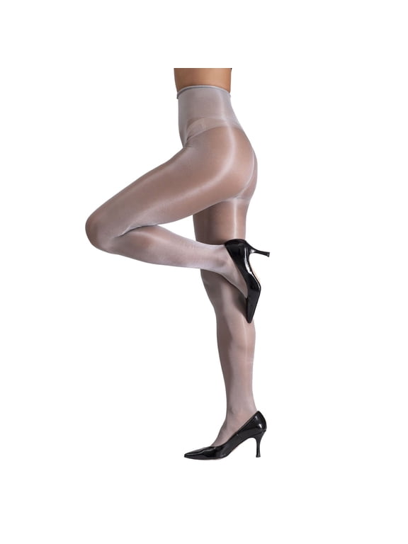 ® Lustrous Silky Shiny 40 Denier 1 Pair of Pantyhose Color: Gray Size: L-XL