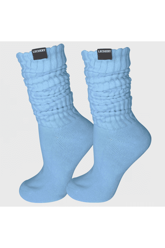 Unisex Scrunch Slouchy Woven Tab Socks (1 Pair) - One Size, Powder Blue
