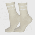 thumbnail image 1 of LECHERY Unisex Varsity Striped Half-crew Socks (1 Pair) - One Size, Ivory/White, 1 of 4