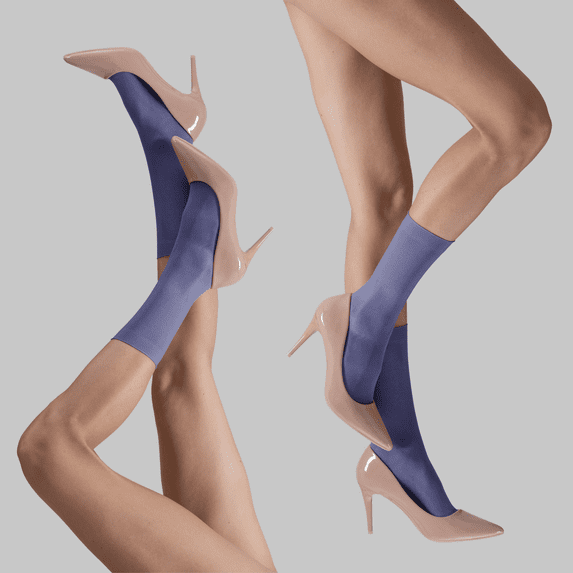 LECHERY Women's Lustrous Silky Shiny Sheer Dress Nylons Stockings Socks (2 Pairs) - Blue, One Size Fits Most