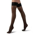 thumbnail image 1 of LECHERY Women's Matte Silky Semi-Sheer Thigh Highs (1 Pair) - Black, Large/X Large, 1 of 4