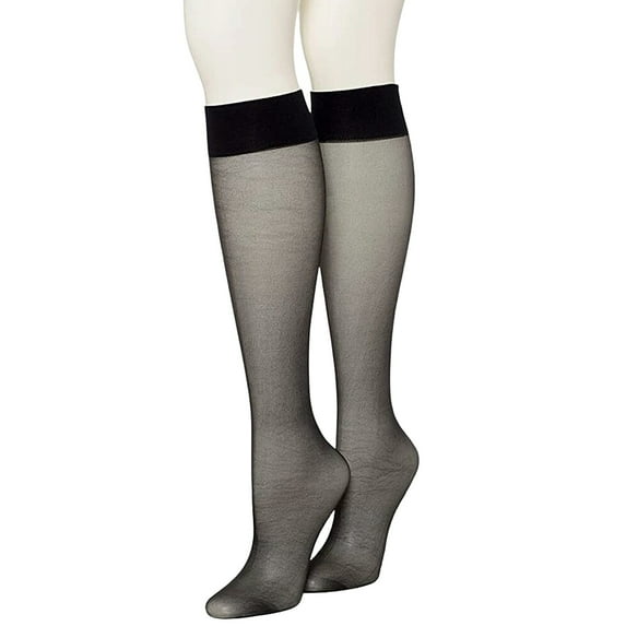 LECHERY Women's Matte Silky Sheer 15 Denier Knee-Highs (1 Pair) - Black, One Size Fits Most