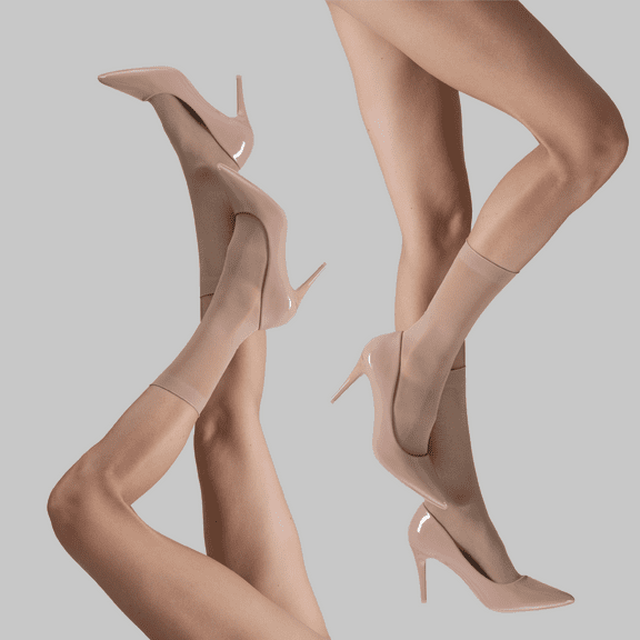 LECHERY Women's Matte Silky Sheer Socks (1 Pair) - Natural, One Size Fits Most