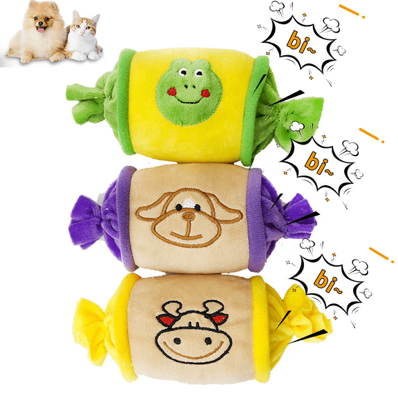 LECHONG 3 Pack Stuffed Dog Toys for Puppies Small Dogs, Interactive Chew Toys for Teeth Cleaning