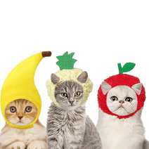 LECHONG 3 Pieces Cat Birthday Hats Cat Costume Adjustable Funny Banana Pineapple Hat for Cat Kitten Puppy Pet Festival Birthday Party