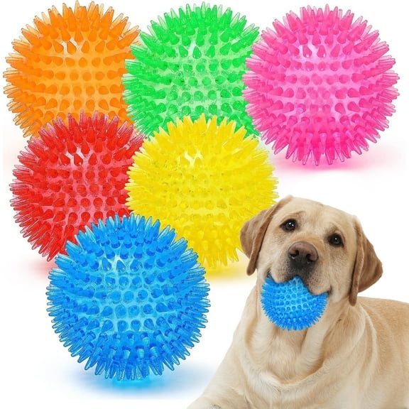 LECHONG Christmas Dog Toys 6 Pack 3.5" TPR Dog Chew Toys Squeaky Balls for Medium and Large Dogs