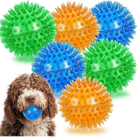 LECHONG Christmas 6-Piece Squeaky & Chewable Balls for Small Dogs with Built-in Squeaker
