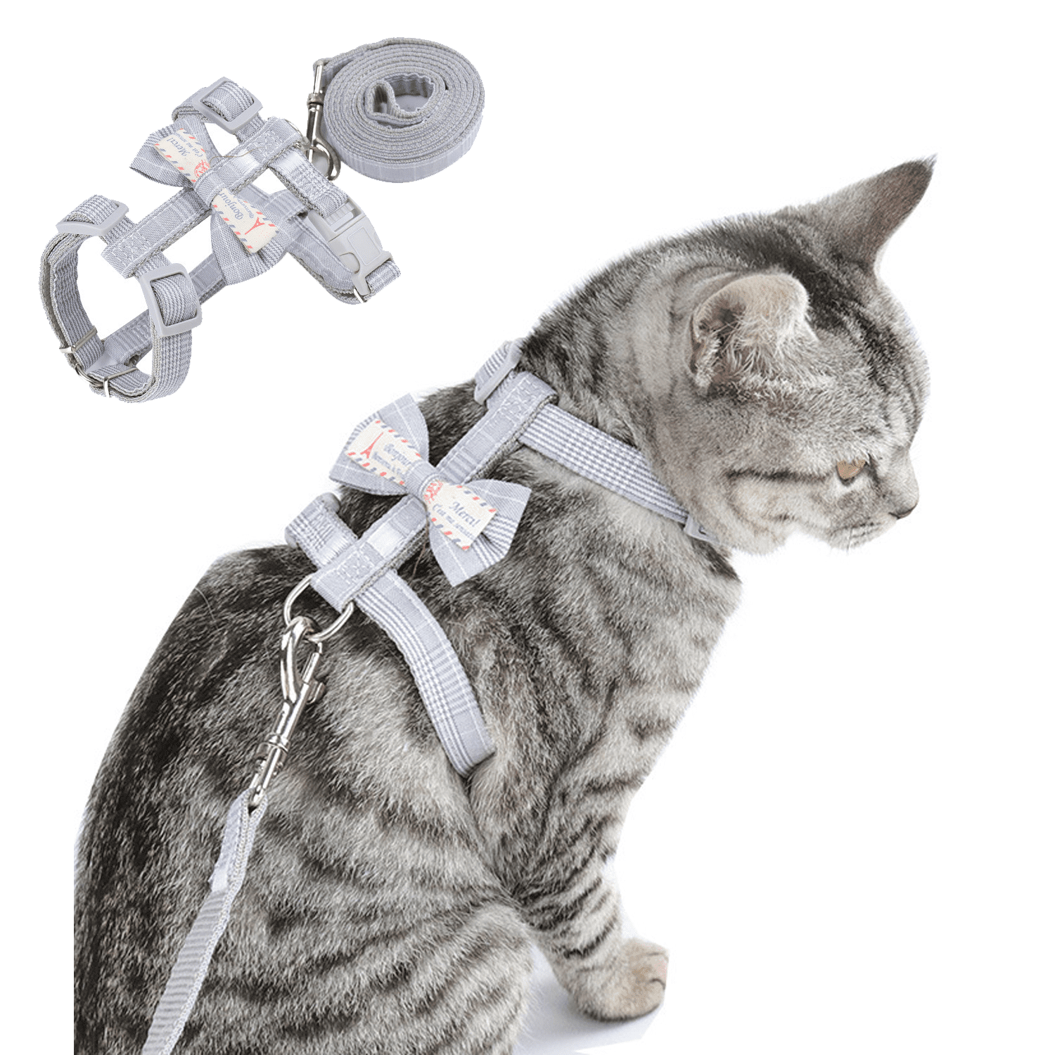 LECHONG Cat Harness and Leash Set for Walking, Adjustable Escape Proof