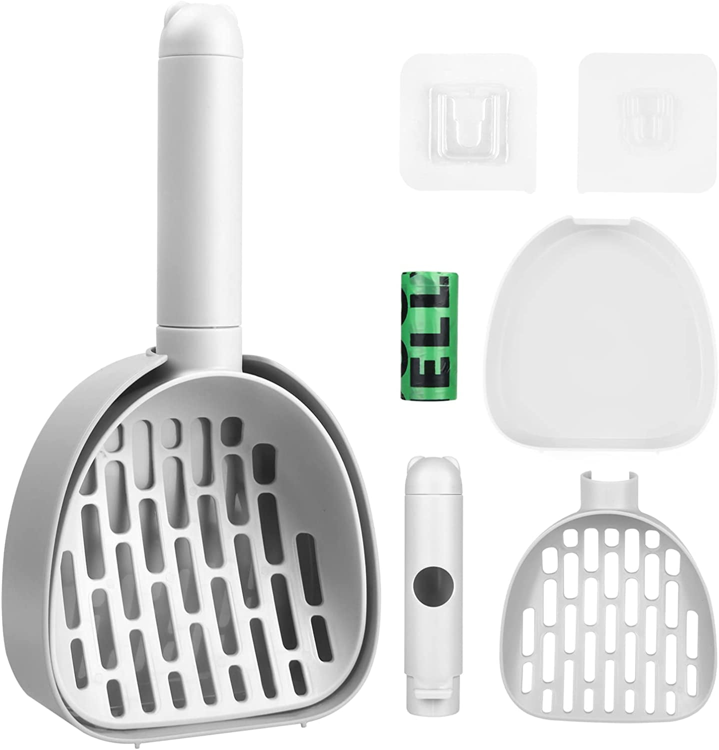 LECHONG Cat Litter Scoop, Durable Cat Litter Shovel with Holder and