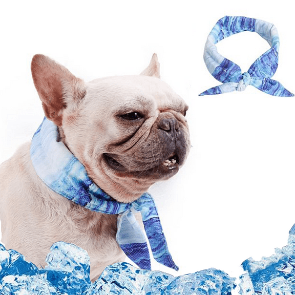 LECHONG Dog Cooling Bandana Pet Cooling Scarf, Small, Blue