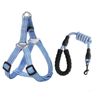 LECHONG Dog Harness No Pull and Leash Set for Walking, Adjustable Escape Proof Pet Vest Harnesses for Medium Dogs, Blue