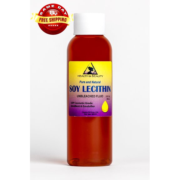 LECITHIN SOY UNBLEACHED FLUID LIQUID EMULSIFIER STABILIZER EMOLLIENT PURE 2 OZ