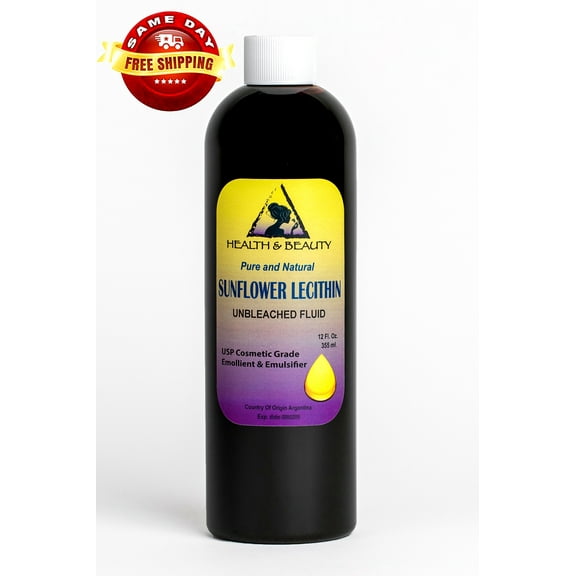 LECITHIN SUNFLOWER UNBLEACHED FLUID LIQUID EMULSIFIER EMOLLIENT PURE 12 OZ
