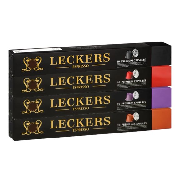 LECKERS Pods Variety Pack - 4 Pack Mix | Forte, Capri, Ristretto, Rosso | Premium Italian Coffee Pods | Medium/Dark Roast | Compatible with Original Line (4 Pack - 40 Capsules)
