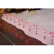 Indoor/Outdoor LED Light-Up Christmas Candy Cane Lawn Stakes, Red and White, 10 Count, by Holiday Time
