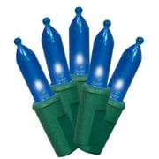 100-Count Blue LED Mini Christmas Lights with Green Wire, 21', Holiday Time