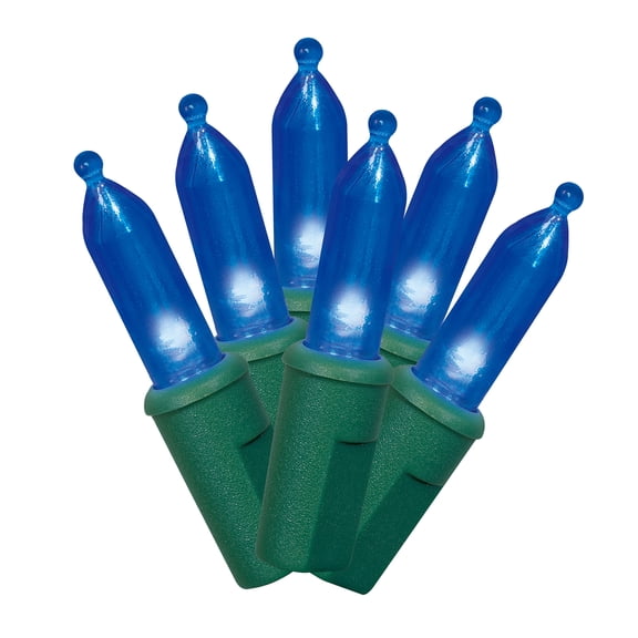 Indoor/Outdoor 100-Count LED Mini Christmas String Lights, Blue, Green Wire, 19.5', by Holiday Time