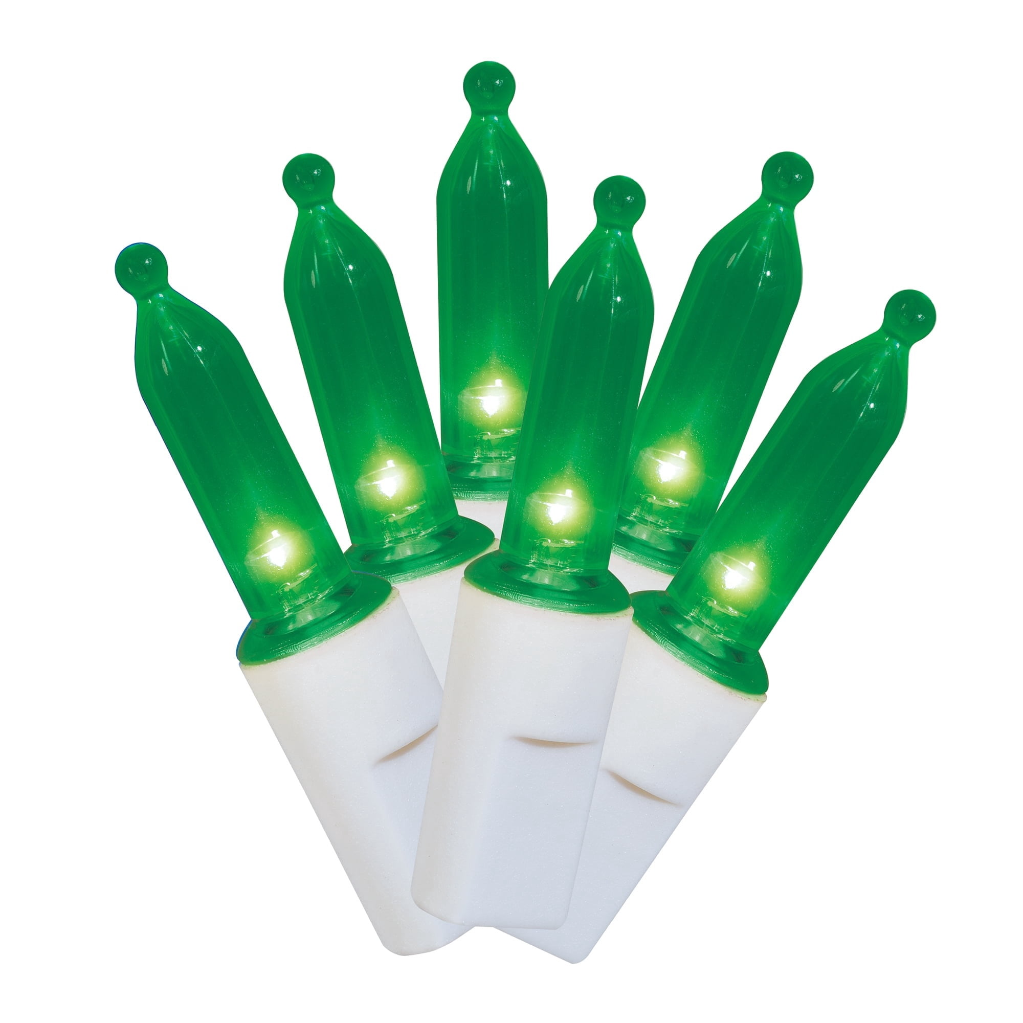 Indoor/Outdoor 100-Count LED Mini Christmas String Lights, Green, White Wire, 19.5', by Holiday Time