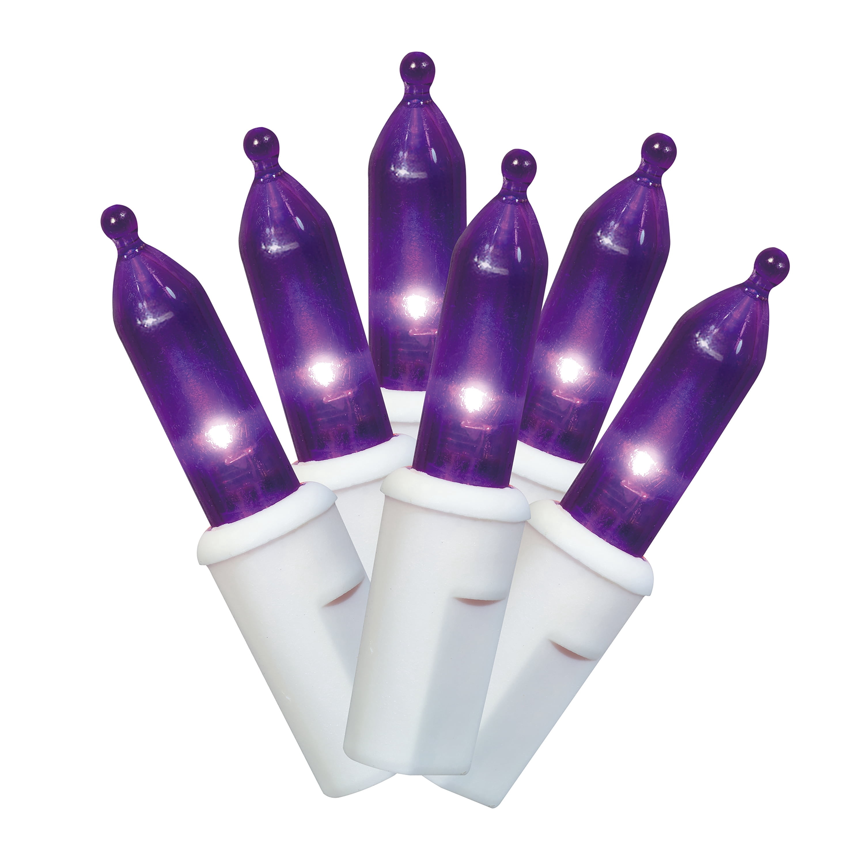 Indoor/Outdoor 100-Count LED Mini Christmas String Lights, Purple, White Wire, 19.5', by Holiday Time