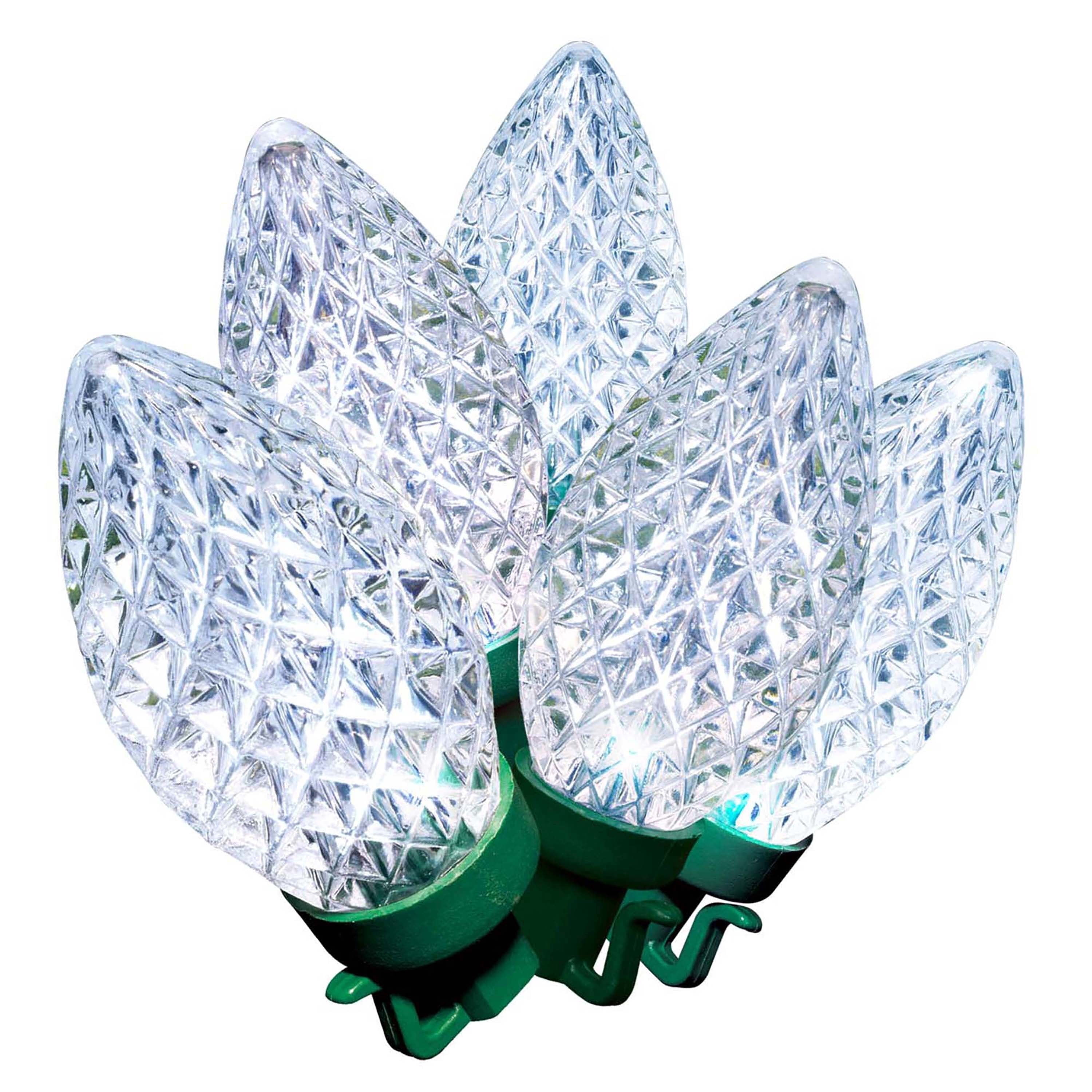 Indoor/Outdoor 100-Count LED Diamond-Cut C9 Christmas String Lights, Cool White, Green Wire, 58.5', by Holiday Time