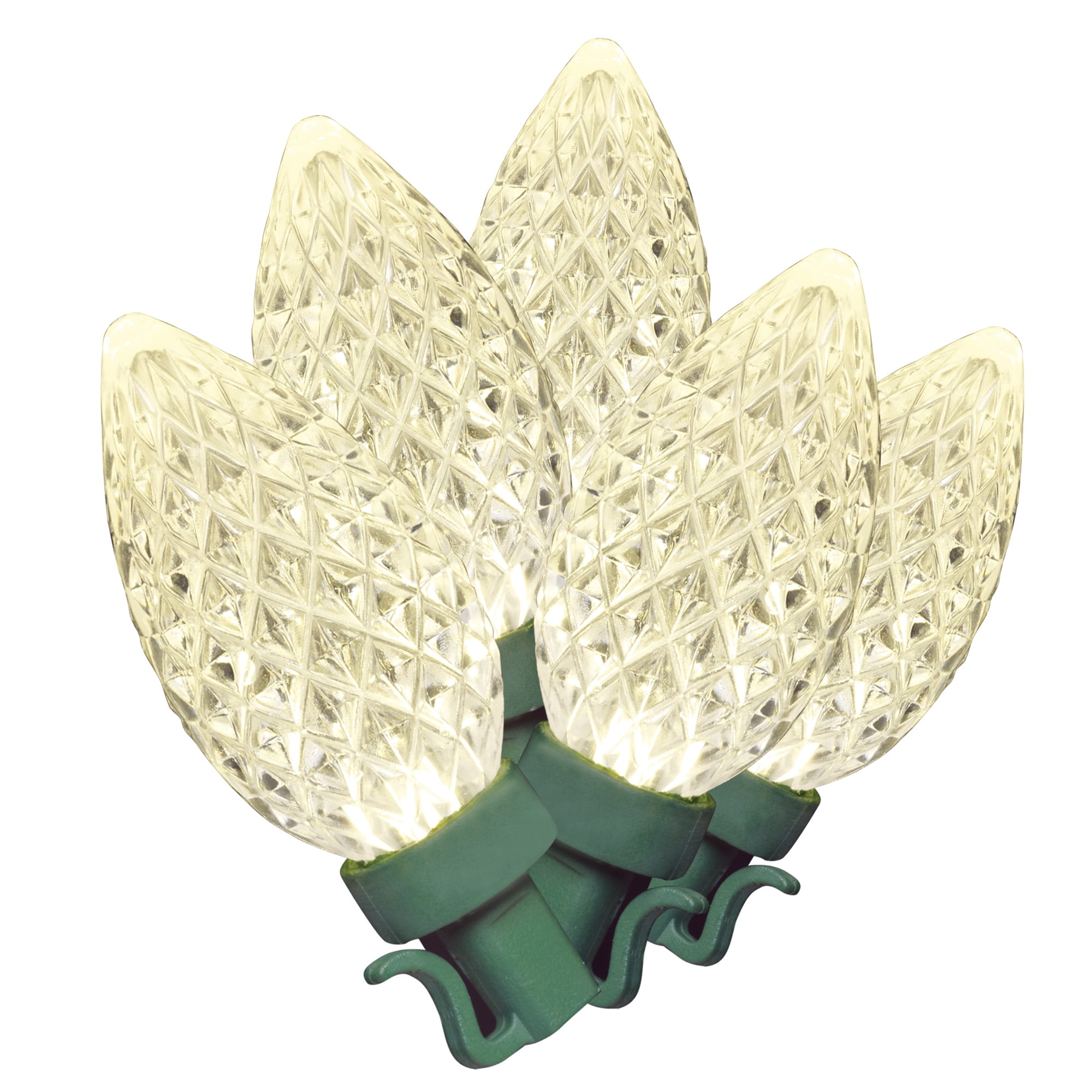 Indoor/Outdoor 100-Count LED Diamond-Cut C9 Christmas Lights, Warm White, 58.5', Holiday Time