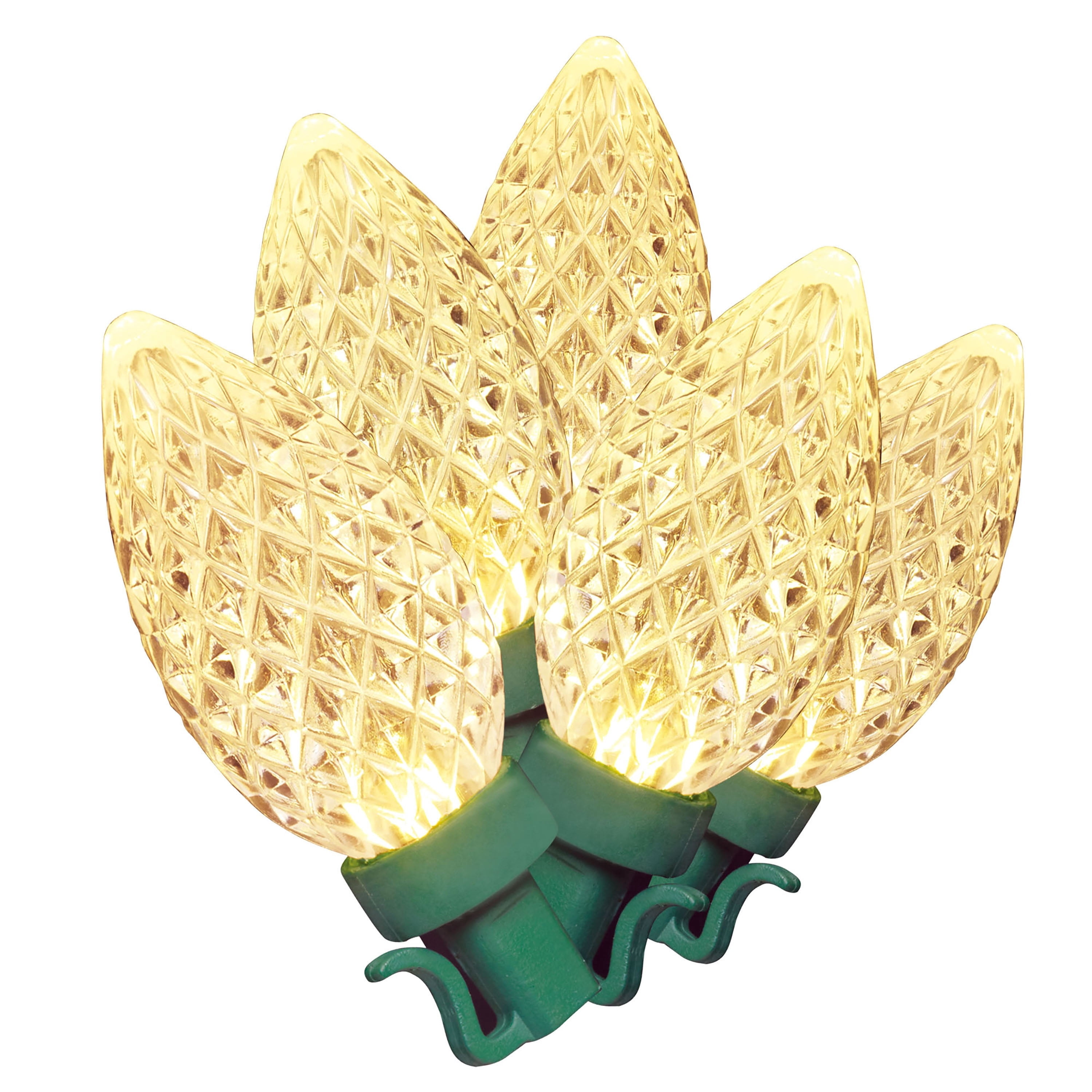 Indoor/Outdoor 100-Count LED Diamond-Cut C9 Christmas String Lights, Warm White, Green Wire, 58.5', by Holiday Time
