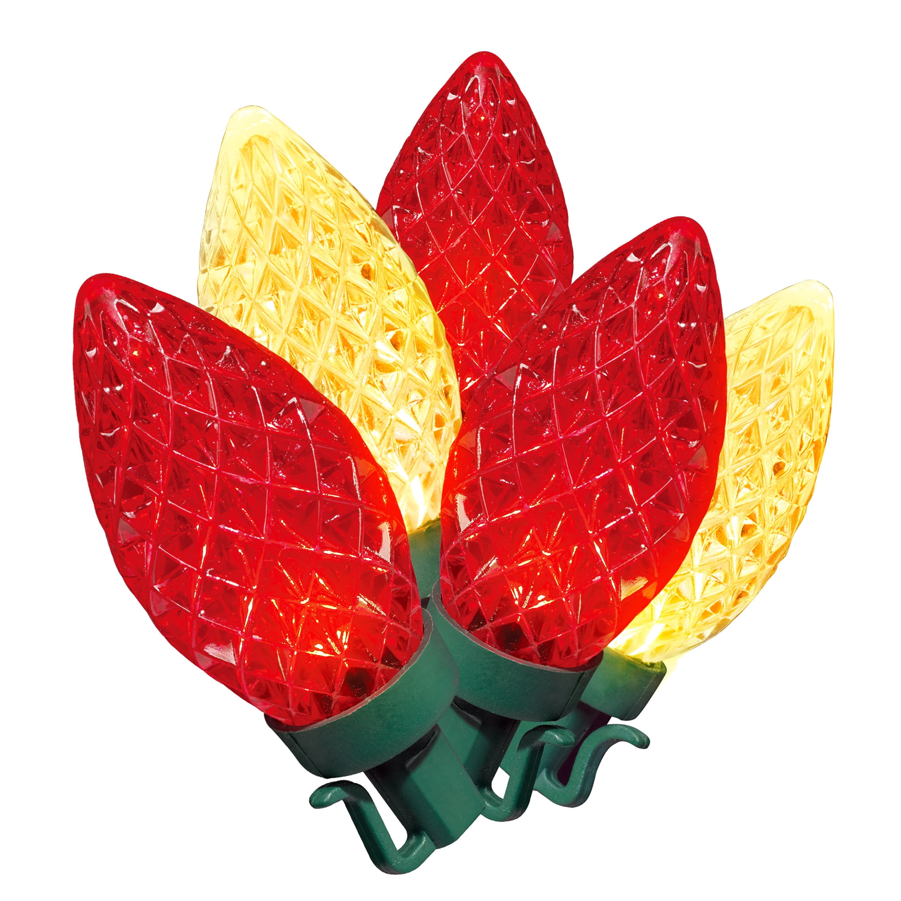 Indoor/Outdoor 100-Count LED Diamond-Cut C9 Christmas String Lights, Red and Warm White, Green Wire, 58.5', by Holiday Time