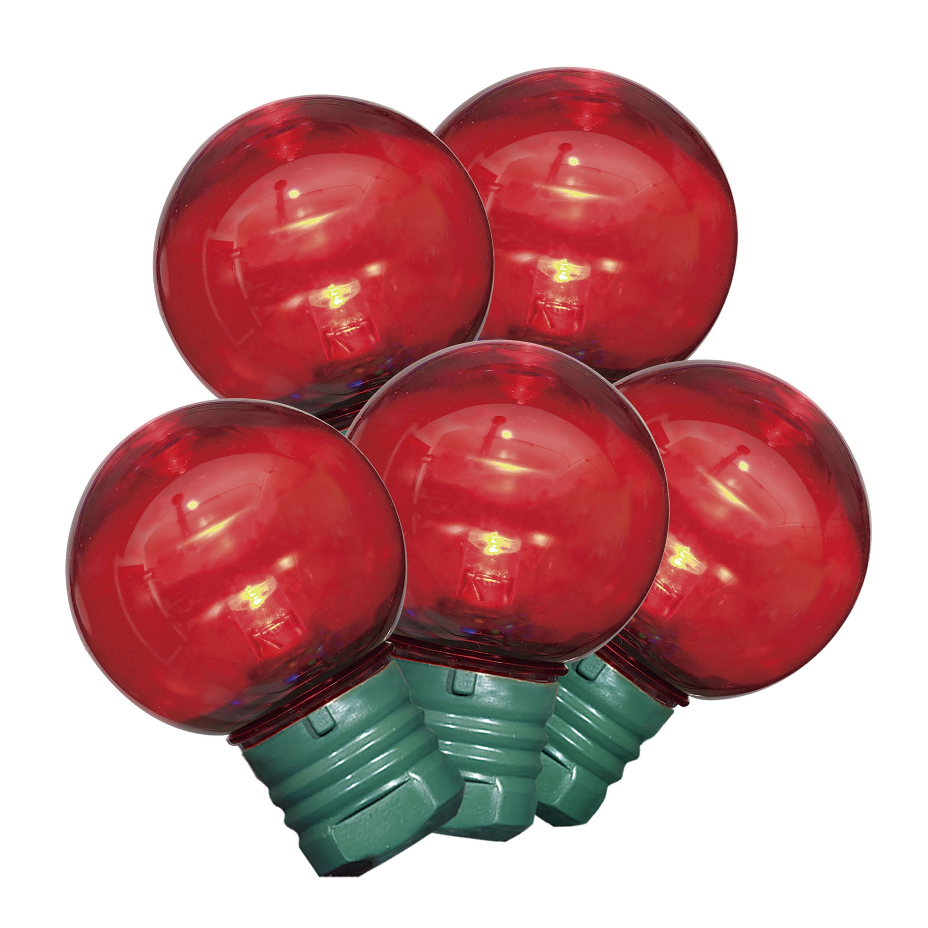 Indoor/Outdoor 100-Count LED Super Bright G30 Christmas String Lights, Red, Green Wire, 57', by Holiday Time