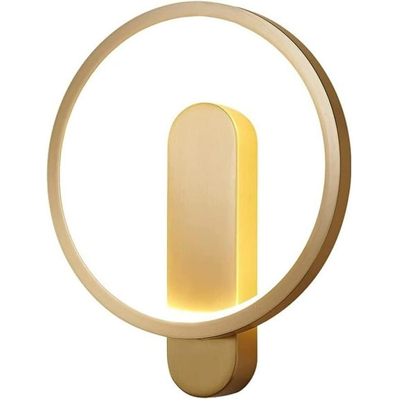 LED 11W Dimmable Round Wall Lamp Brushed Brass Bracket Wall Mount Lighting Fixture Vanity Bathroom Kitchen Living Room Indoor Decoration Wall Light