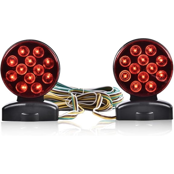 LED 12V Magnetic Towing Trailer Light Kit Turn Brake Running Lights for Trailer RV Boat Truck Car Bike Tow Dolly Two Sided