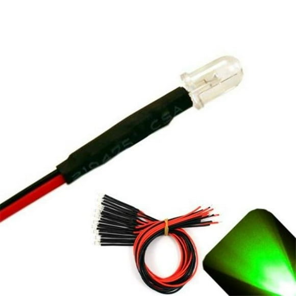LED 12VLED5-PUREGREEN-10 5 mm 12V 5 LED Module Block Strips, Pure Green - Pack of 10