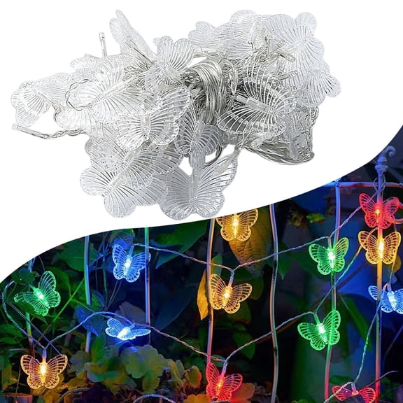 LED 13FT Butterfly Lights,Butterfly Curtain Fairy Lights - 8 Modes Starry Twinkle Icicle String Lights Waterproof for Bedroom Christmas Wedding Party Dorm(Multicolor,40 lights)