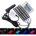 thumbnail image 1 of LED 16 Color RGB Strip Light, 4pcs 36 LED Multi-color Car Truck Interior Atmosphere Under Dash Seat Floor Neon Lighting Kit with Multi-Mode Changing IR Wireless Remote Control, Car Charger, DC 12V, 1 of 6