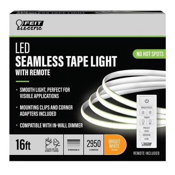 LED 16 ft. Plug-In LED Tape Light, Bright White