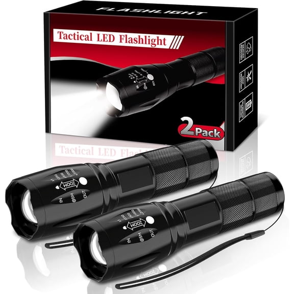 LED 2 Pack, Small s Powerful High Lumens 5 Modes, Waterproof Zoomable Mini Flash Light for Home Emergencies Camping Essentials, Christmas Stocking Stuffers Gifts for Men