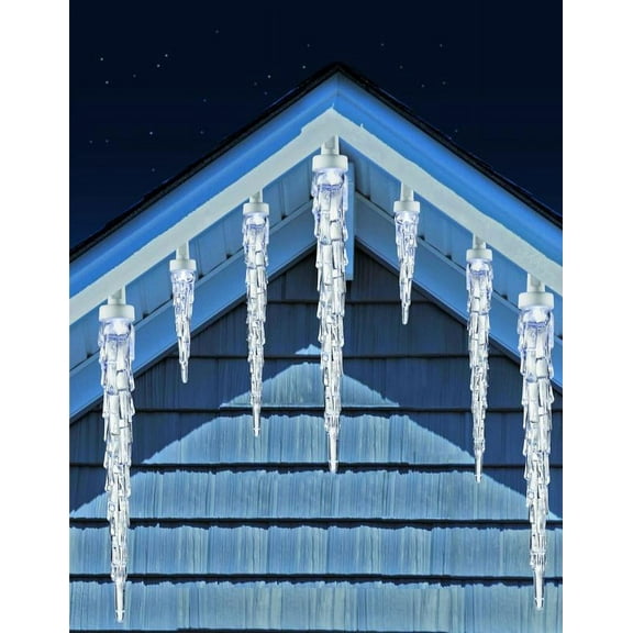 Indoor/Outdoor 25-Count LED Random Twinkling Icicle Christmas Lights, Cool White, 12', by Holiday Time
