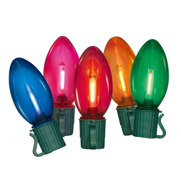 Indoor/Outdoor 25-Count LED Extra Bright Vintage-Style C9 Christmas String Lights, Multicolor, Green Wire, 14', by Holiday Time