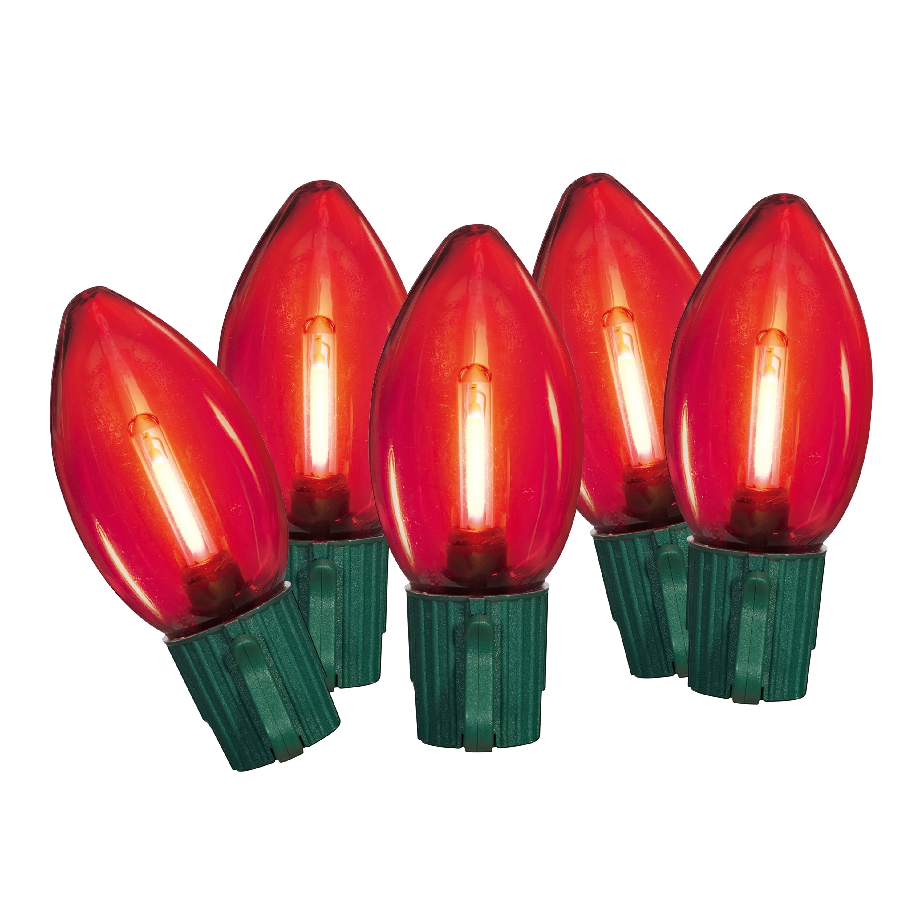 Indoor/Outdoor 25-Count LED Extra Bright Vintage-Style C9 Christmas String Lights, Red, Green Wire, 14', by Holiday Time