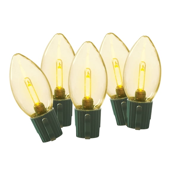 Indoor/Outdoor 25-Count LED Extra Bright Vintage-Style C9 Christmas String Lights, Warm White, Green Wire, 14', by Holiday Time