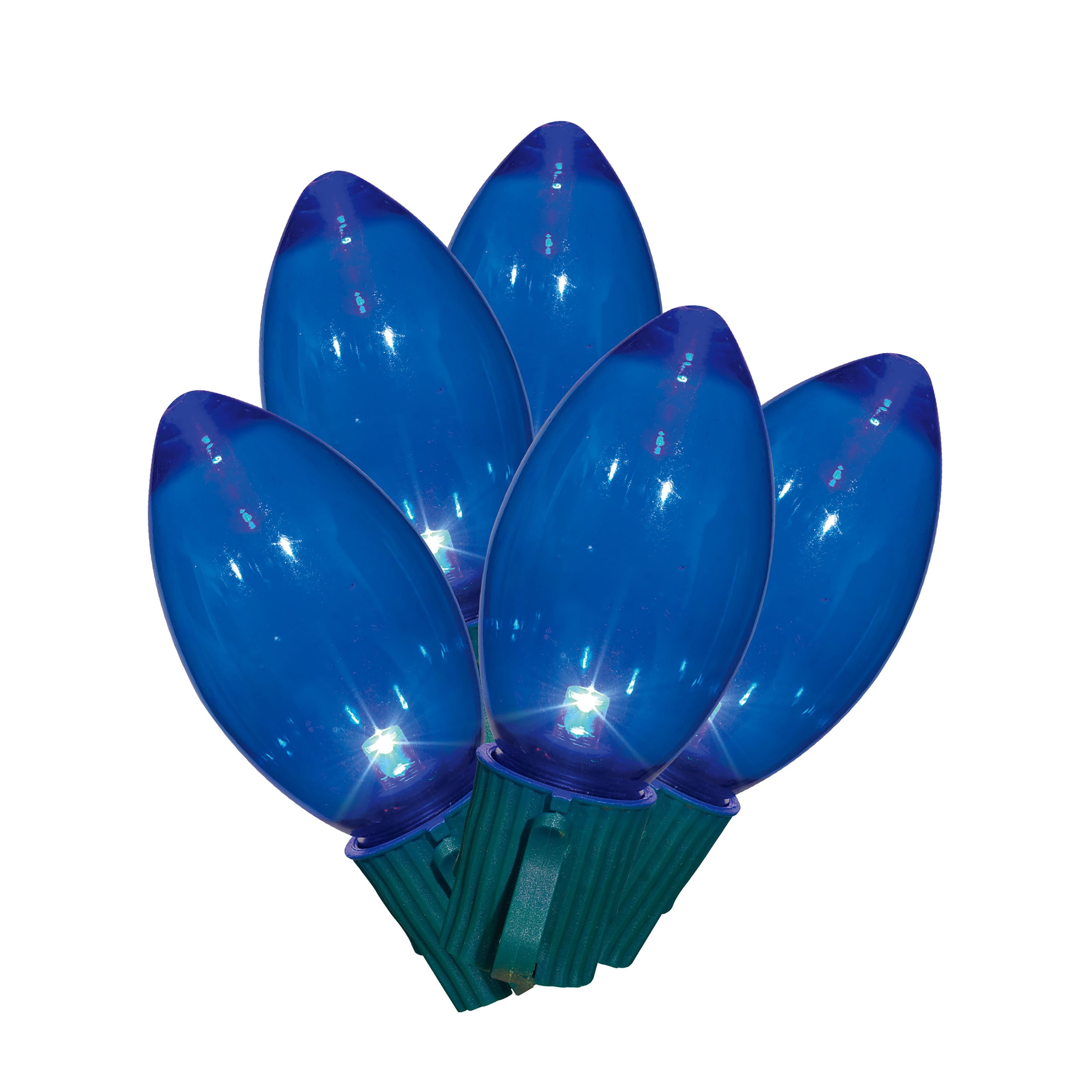 Indoor/Outdoor 25-Count LED Ultra Bright C9 Christmas String Lights, Blue, Green Wire, 14', by Holiday Time