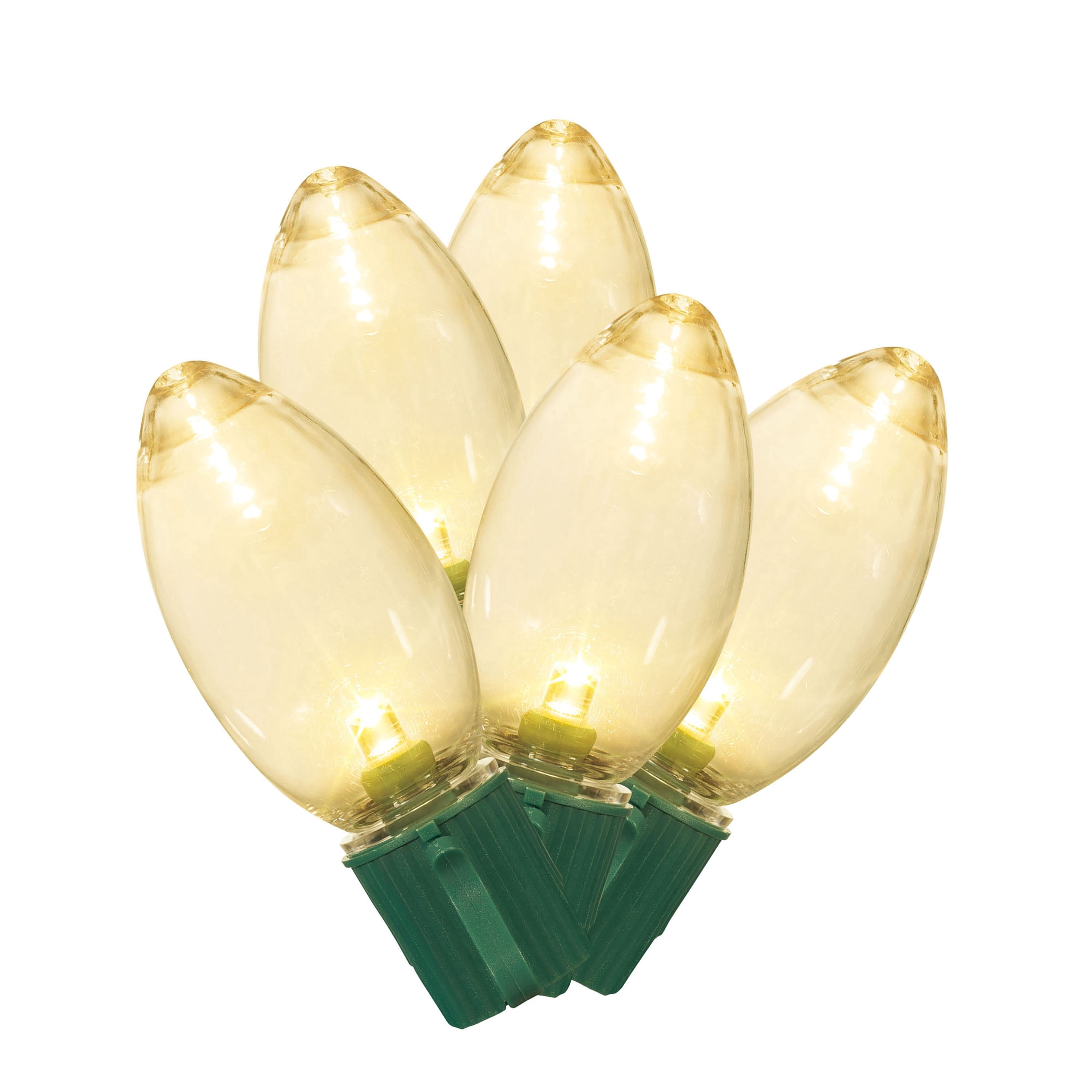 Indoor/Outdoor 25-Count LED Ultra Bright C9 Christmas String Lights, Warm White, Green Wire, 14', by Holiday Time