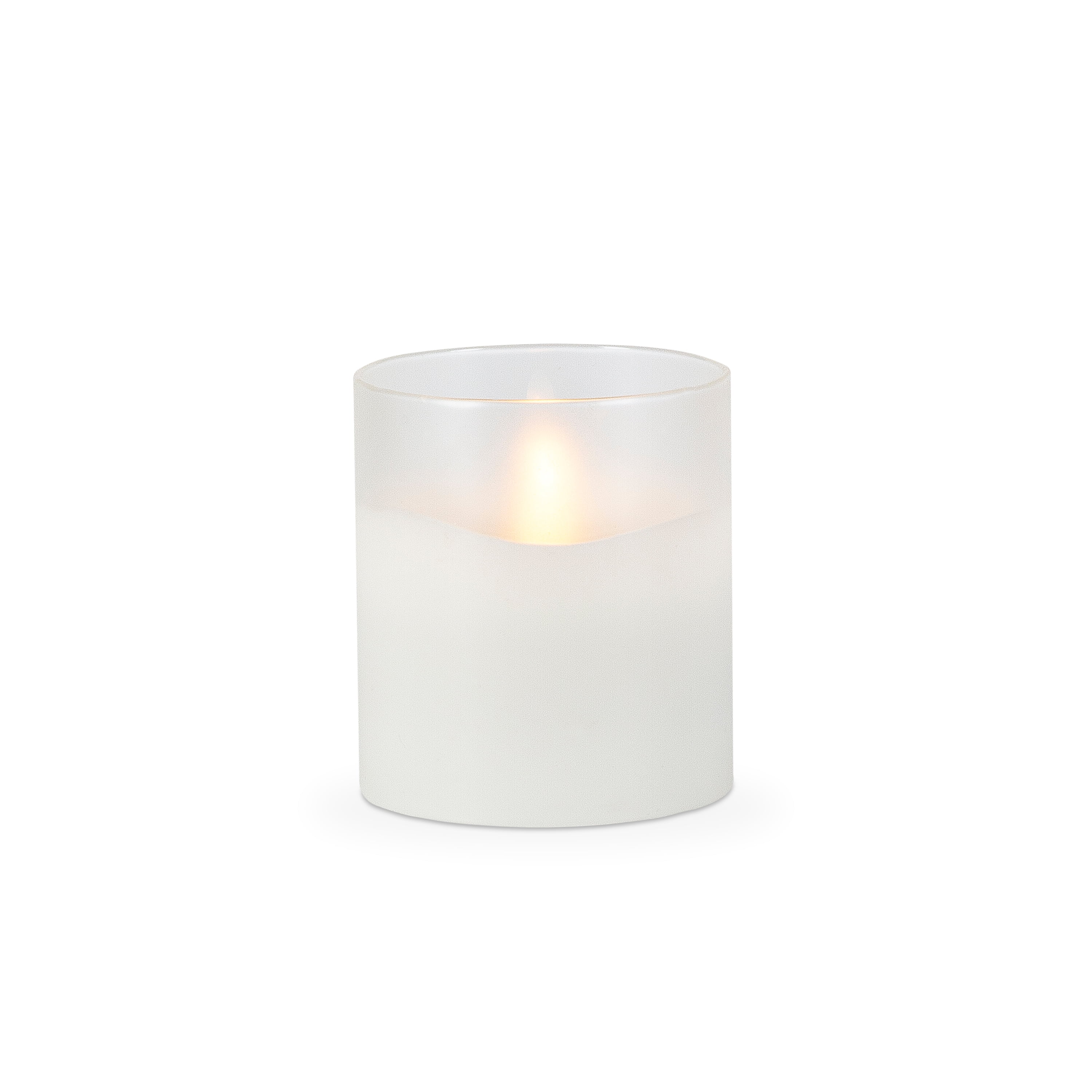 White Hand-Poured LED Wax Candle in Frosted Glass